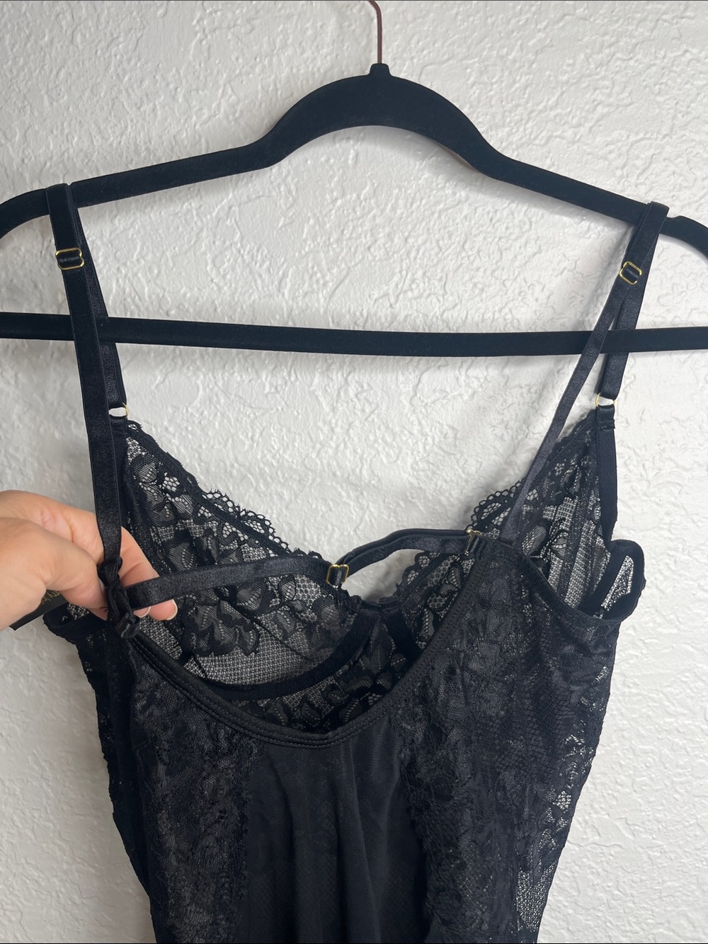 NWT Gooseberry Intimates Coquette Lace Bodysuit in Black Sz L - Picture 5 of 8
